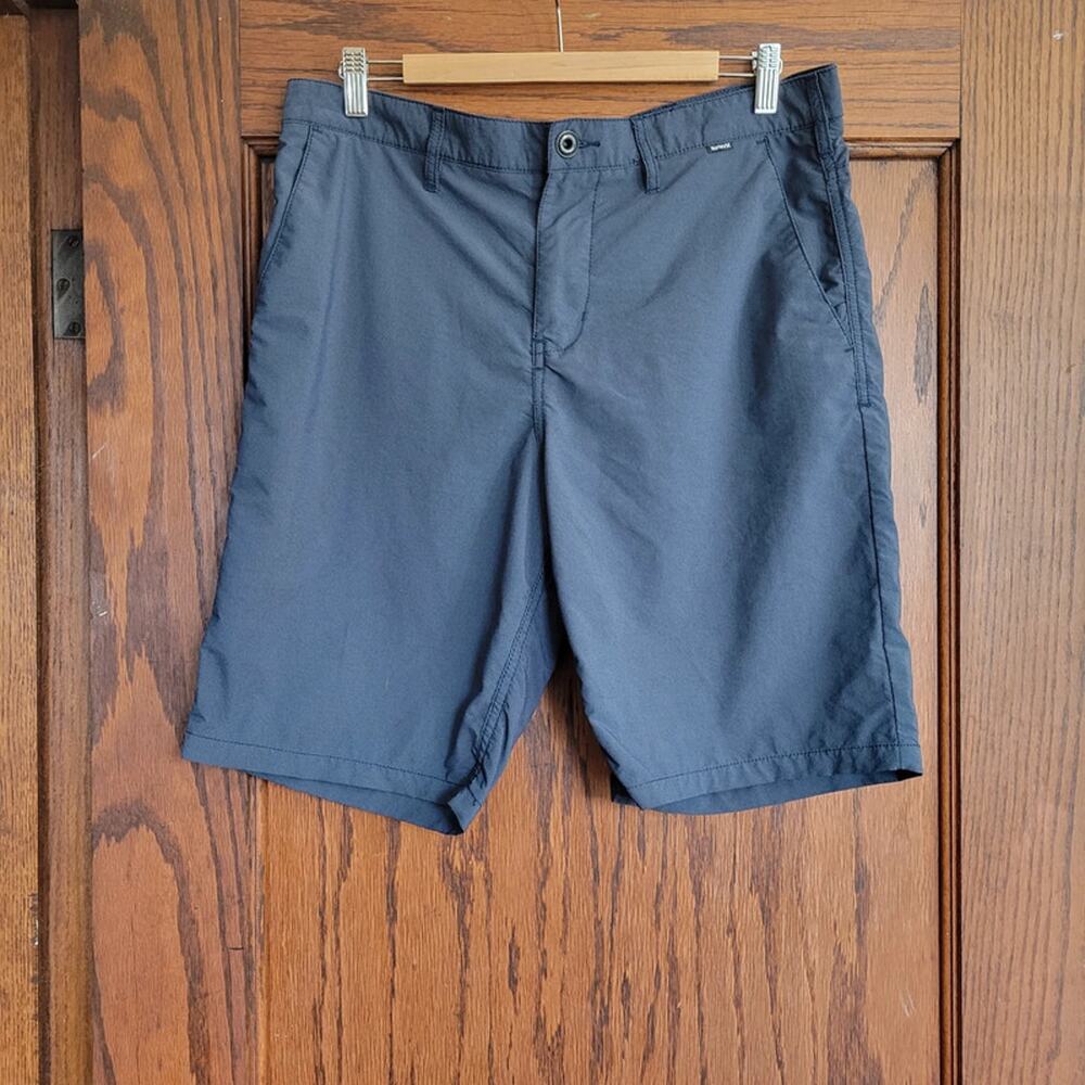 Hurley Dry Fit Shorts Mens 34 Blue Black Athletic Walk Shorts Golf